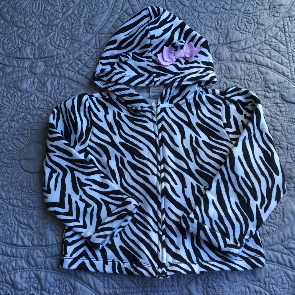 Gymboree zebra zip up hooded sweater size 4-5